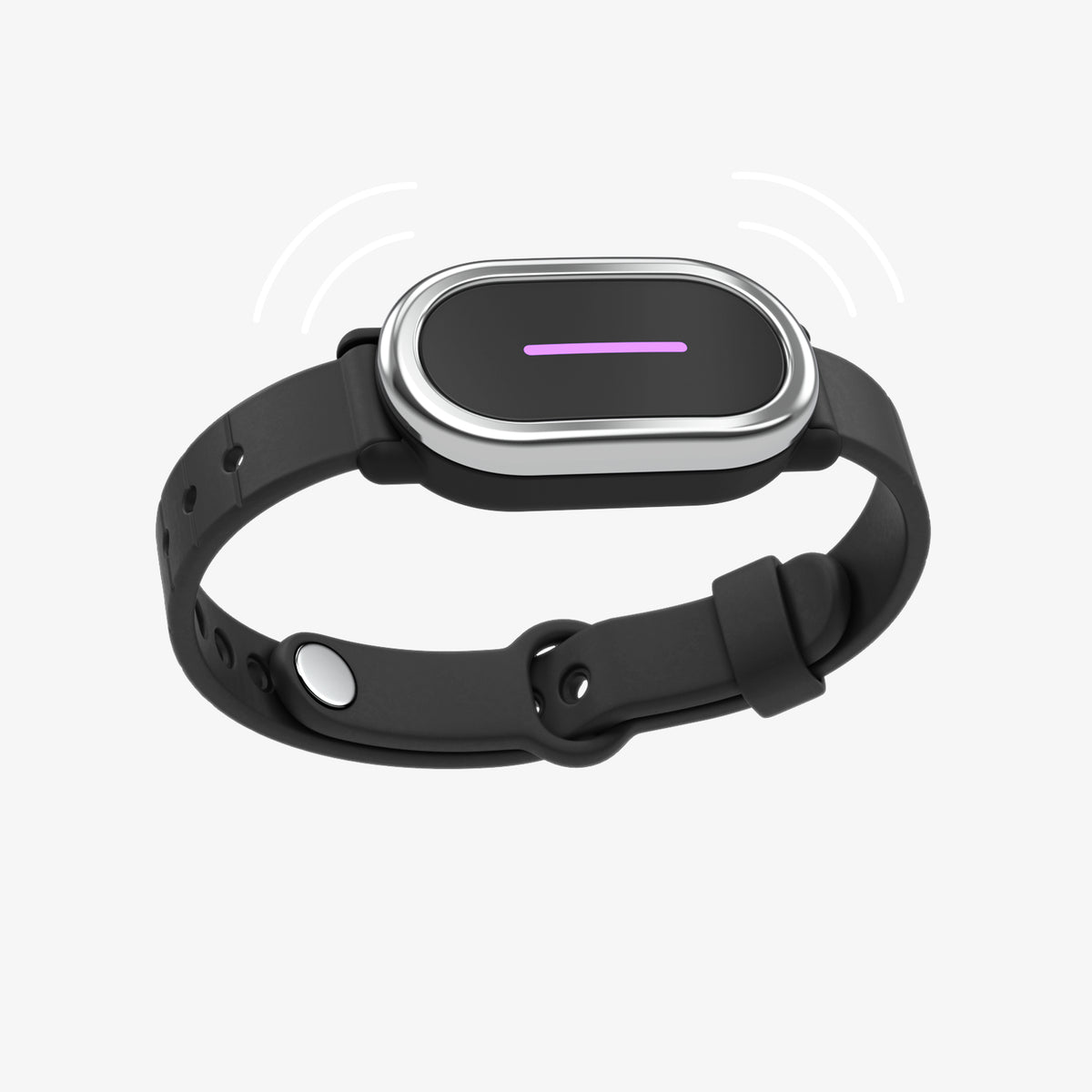 Official product photograph of a black and silver Bond Touch 4 bracelet